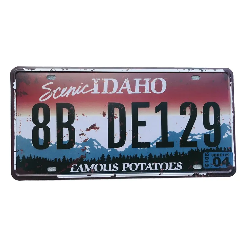 

8B-DE129 License Plate Metal Plate Car Number Tin Sign Bar Pub Cafe Home Decor Metal Sign Garage Painting