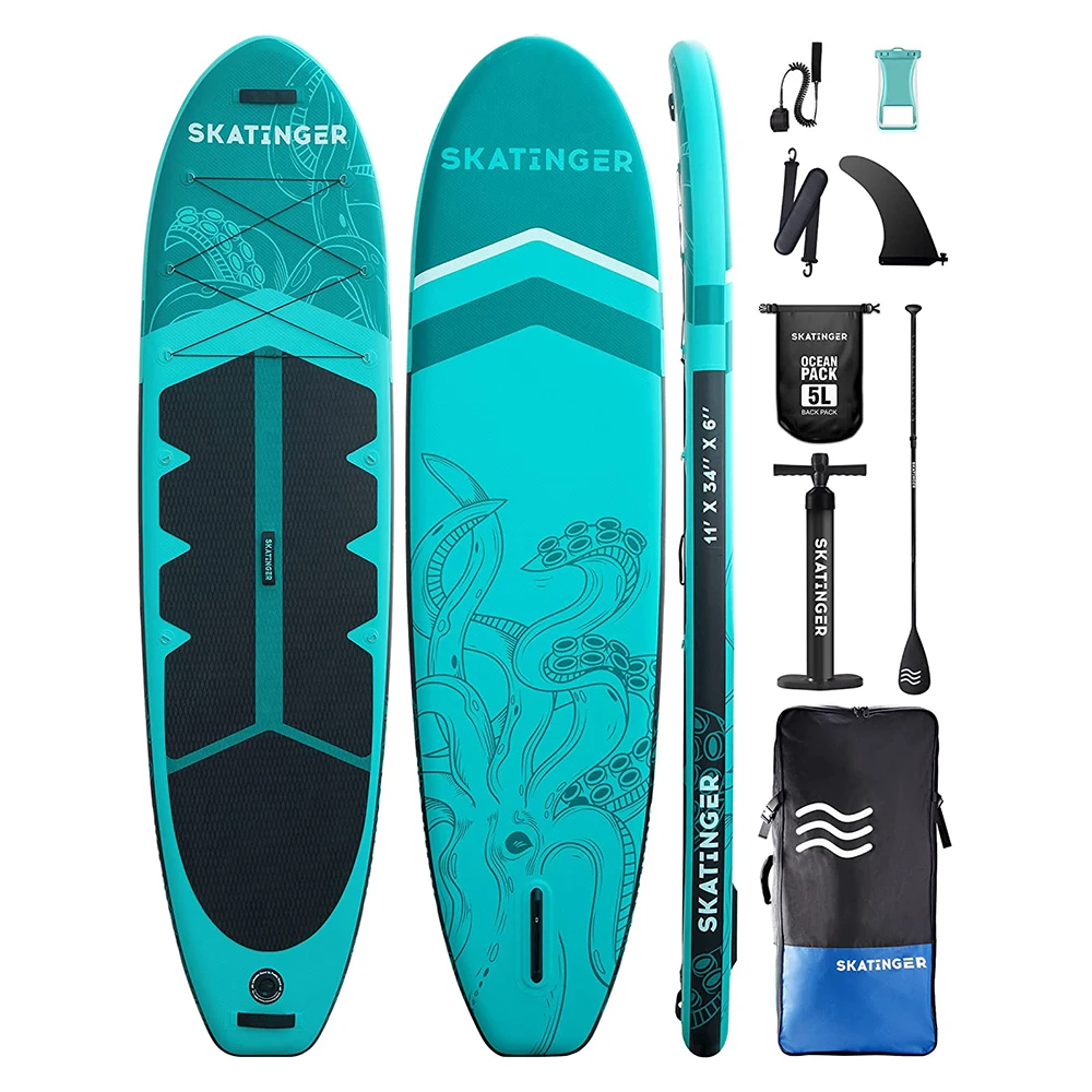

SKATINGER Stand Up Sup Board 11'x34''x6'' Inflatable Paddle Boards Surfboard Non-Slip PVC With Air Pump Carry Bag Fishing Kayak