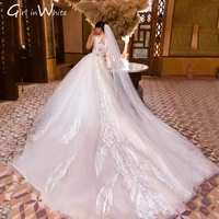 luxury ball gown wedding dress exquisite chest design bridal wedding gown delicate tulle sweep train vestidos de novia