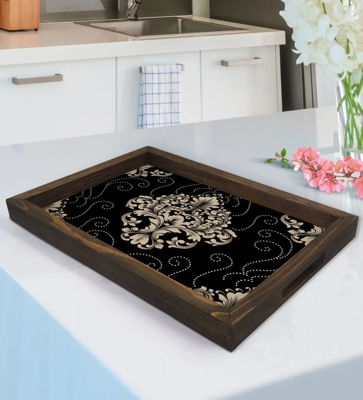 

BK Gift Retro Motif Design Natural Wood Tepsi-10