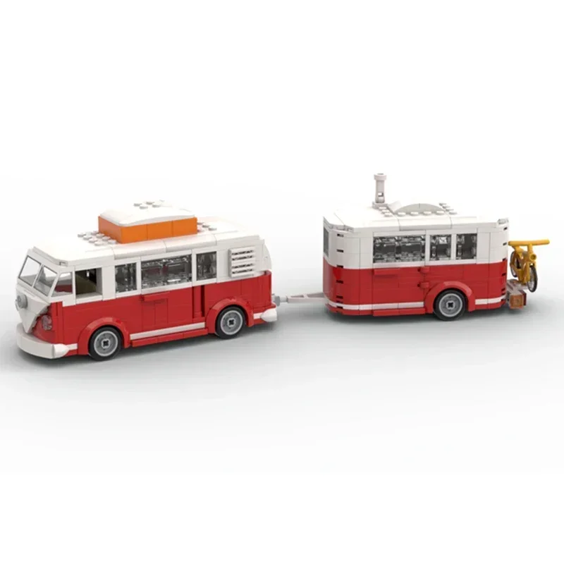 Модель автомобиля Moc строительные кирпичи T1 технология для отдыха модульные
