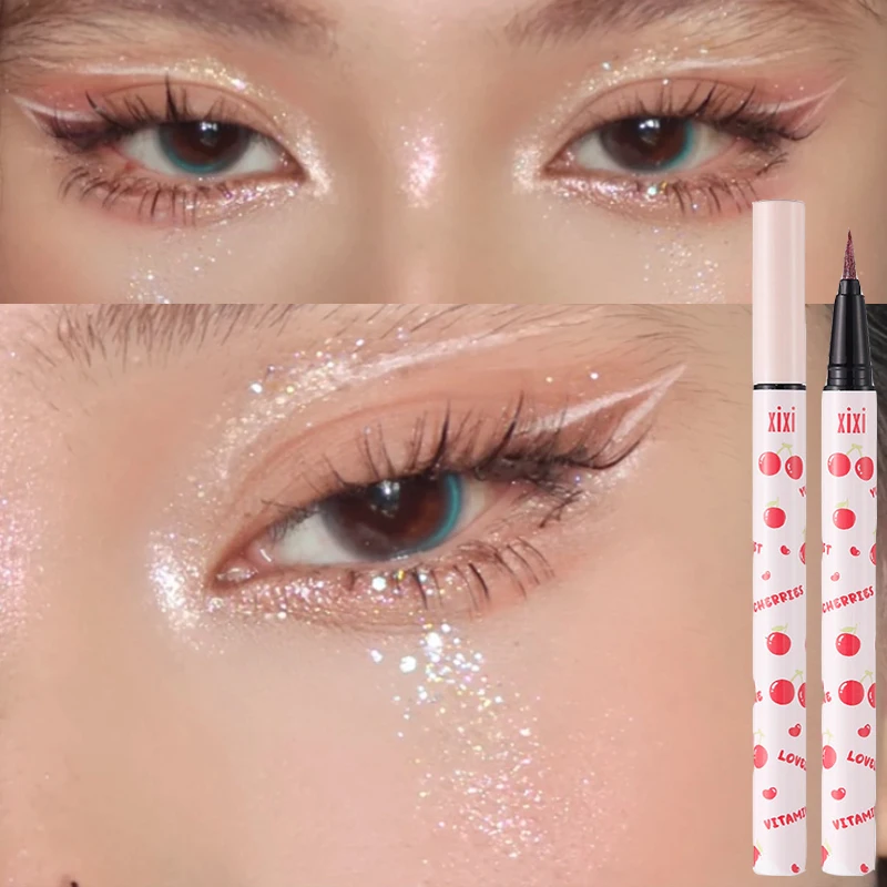 

Glitter Eye Liners Brighten Eyelid Liquid Shiny Eyeliner Rose Pink Eyeshadow Lasting Waterproof Highgloss Lying Silkworm Makeup