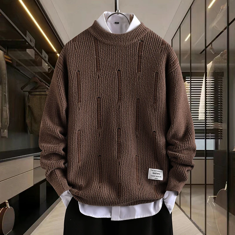 Свитер мужской осень-зима 2024 новый дизайн студенческий базовый вязаный