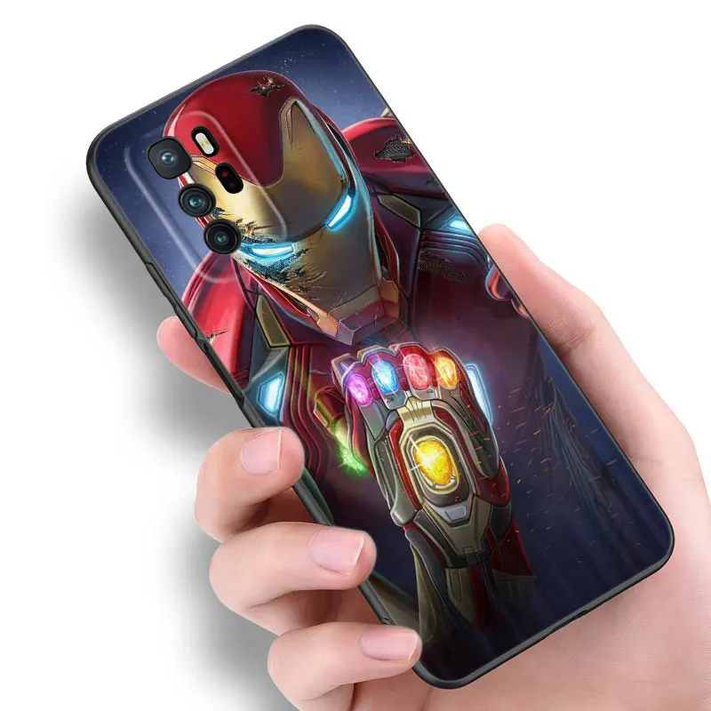Marvel iron Hero Black Silicone Phone Case For Xiaomi POCO X3 X4 NFC F4 GT F5 F6 M4 M6 X5 X6 NEO Pro 5G M5