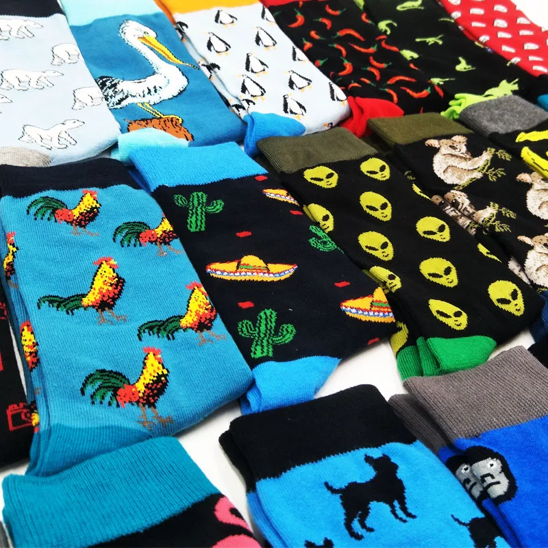 

Skateboard Socks Alien Divertidos Socks Chaussette Happy Men Street Hop Men Food Harajuku Funny Animal Cool Hip Crew Fashion