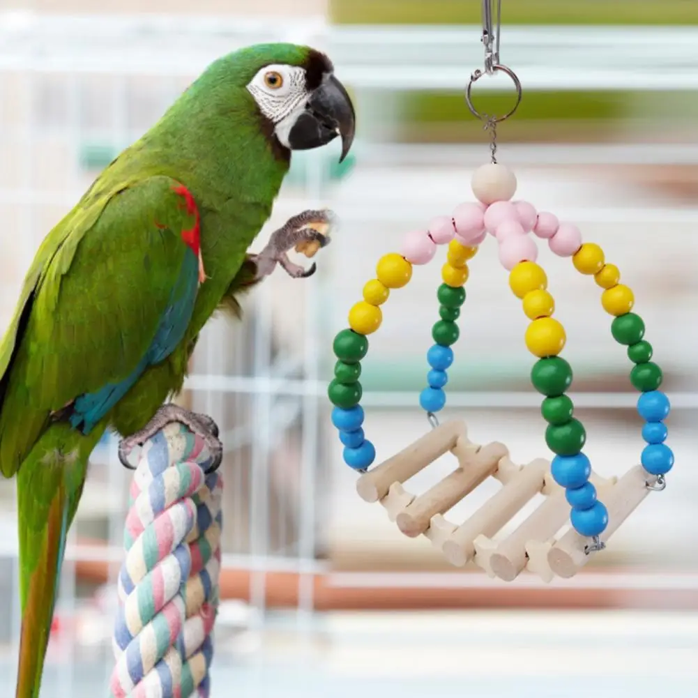 

Портативная инновационная подвесная многоцветная игрушка для скалолазания с птицами деревянная игрушка для жевания в виде попугая привле...