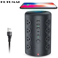 tower power strip wireless charging overload protection 12 ways universal socket outlet 4 usb type c extension 1 8m power cord
