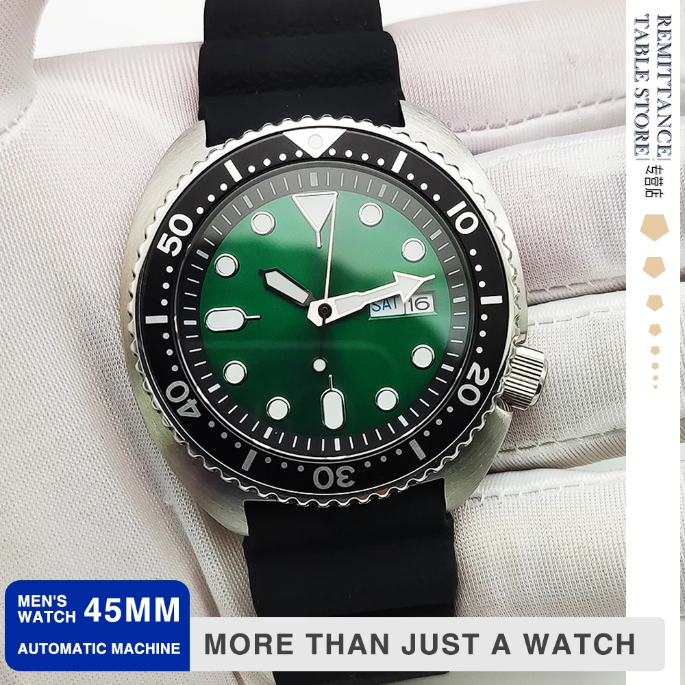 

45mm Big Abalone Orange Green Diver NH36A Waterproof Automatic Mechanical Men's Watch Sapphire Glass Aseptic Dial