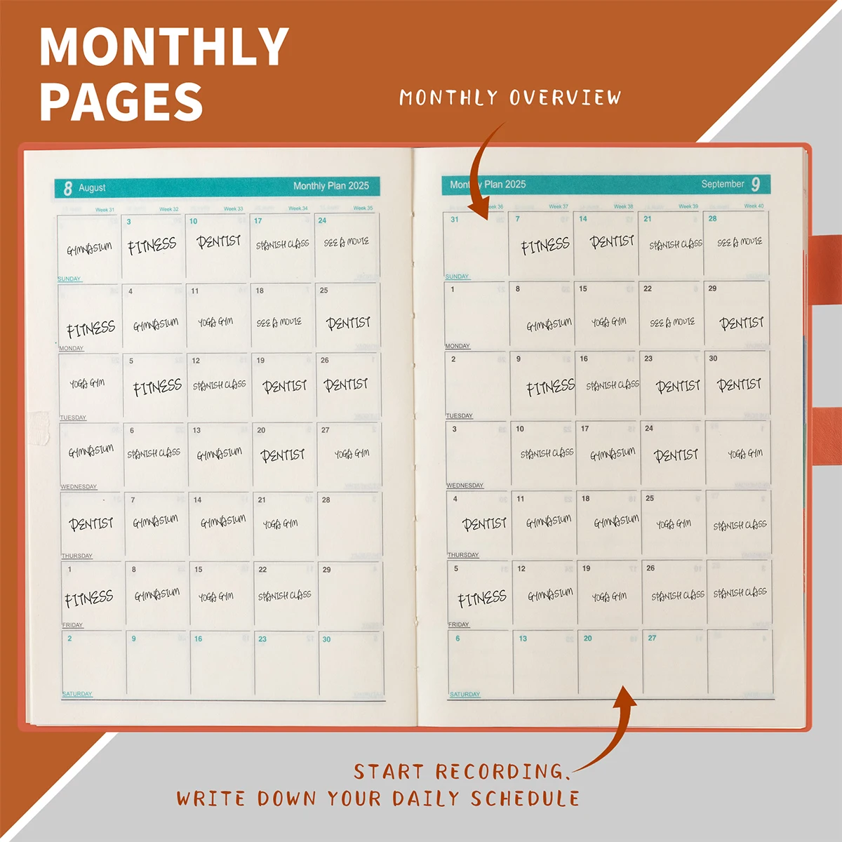 (Логотип может быть выгравирован) Кожаная книга делового расписания на 2025 год