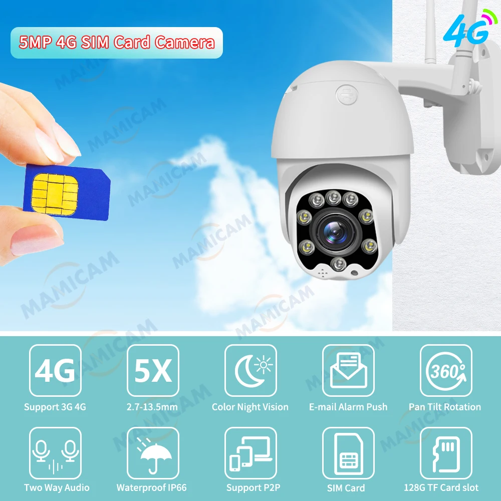 IP-камера наружная беспроводная с 5-кратным оптическим зумом 5 МП PTZ 4G - купить по