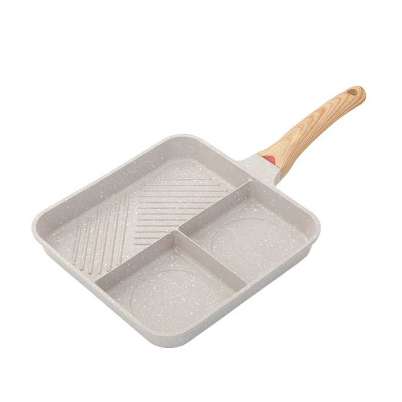 

Multi-Functional Non-Stick-Skillet 3 Section-Grill Pan Breakfast Pan-Griddle Divided-Pan Suitable for-Gas Stove Cooker