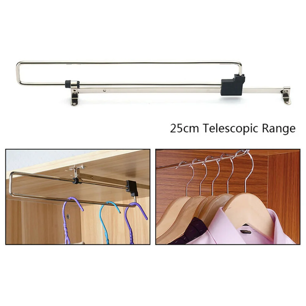 Chrome Plated Pull Out Hanger Clothes Extending Rack Holder Household Organizer Rail Storage Wardrobe Convenient