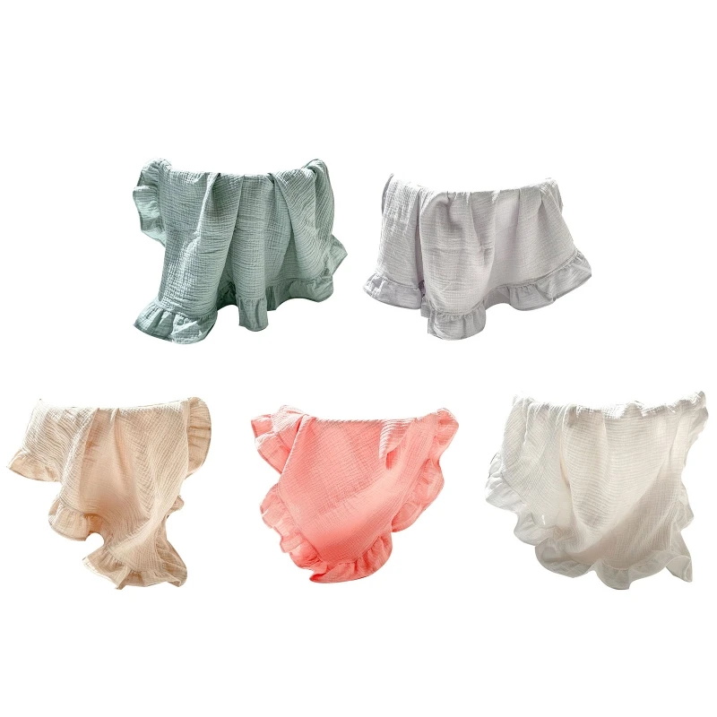 

Baby Muslin Soft Cotton Receiving Blanket Infants Newborn Ruffles Swaddle Wrap