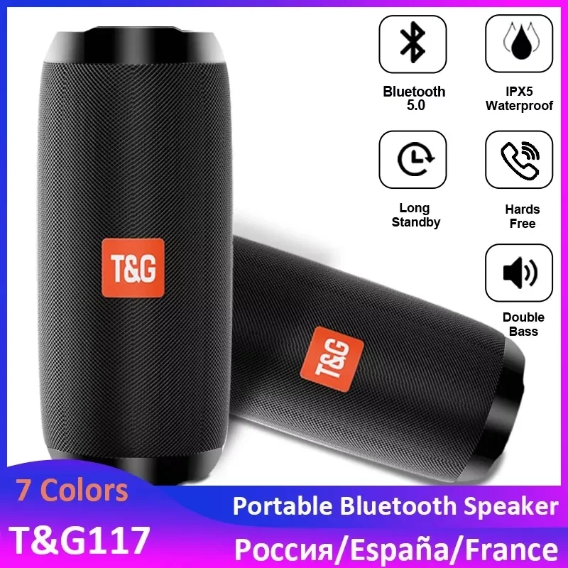 

TG117 Portable Hifi Wireless Speaker Waterproof USB Bluetooth-compatible Speakers TG227 TF Subwoofer Loudspeaker FM Radio Aux