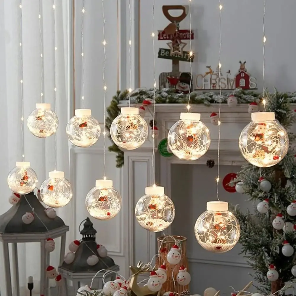

10pcs Santa Claus LED Curtain String Light Christmas Tree Snowman Holiday Light Waterproof Romance Outdoor Light Bedroom