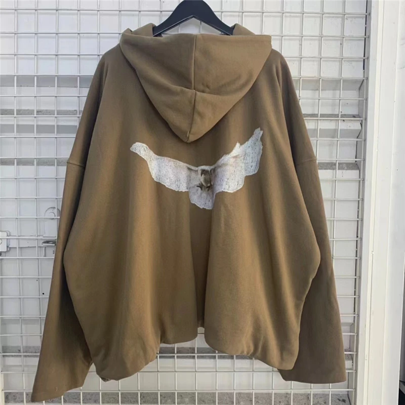 

Толстовка Kanye West 2022FW двухслойная из плотной ткани весом 1,6 кг для мужчин и женщин, мужская толстовка с капюшоном 1:1, лучшее качество, принт голубей, сезон 6, пуловер оверсайз
