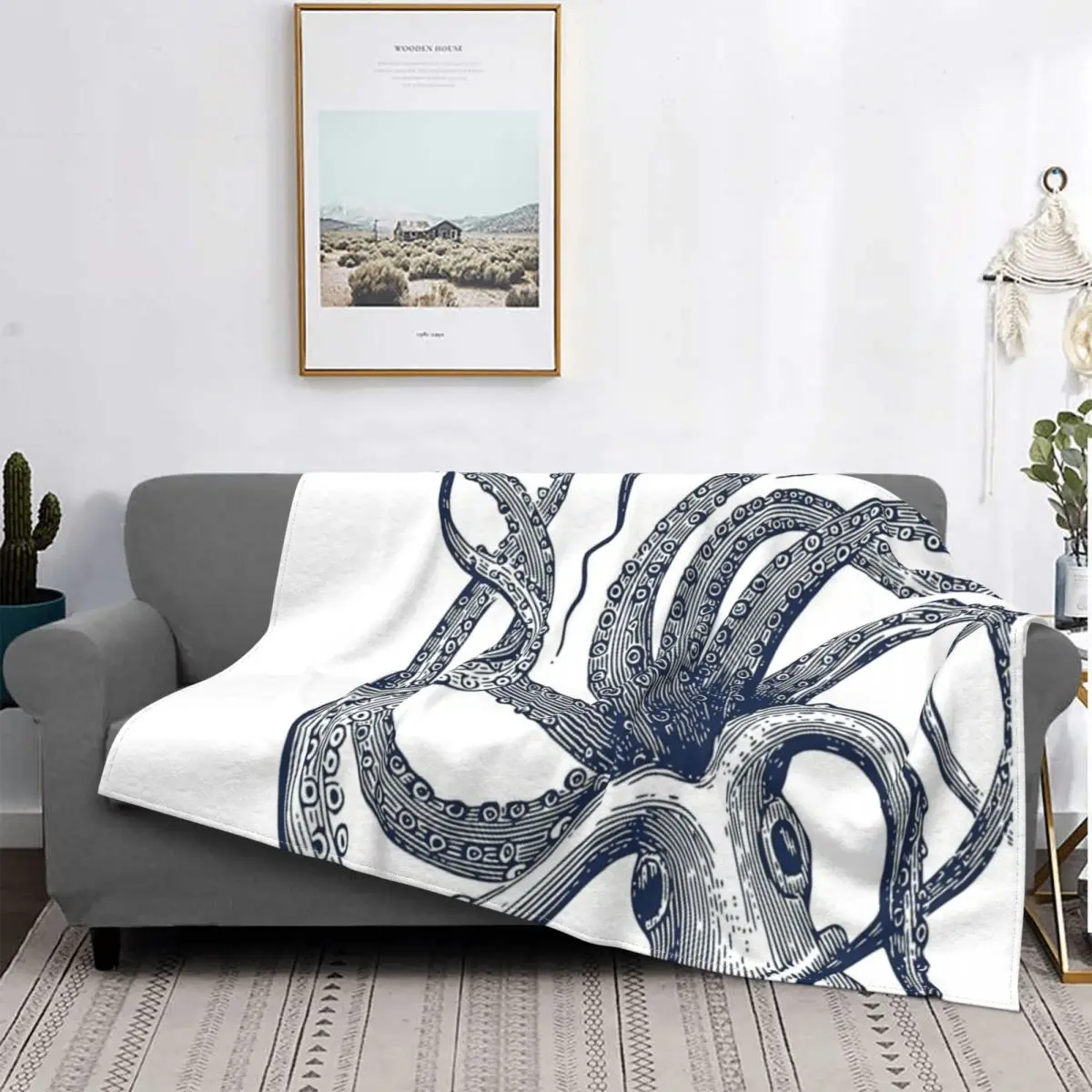 

Manta de pulpo синий Марино, a cuadros para cama colcha, manta de lana para sofda, ropa de cama y fundas