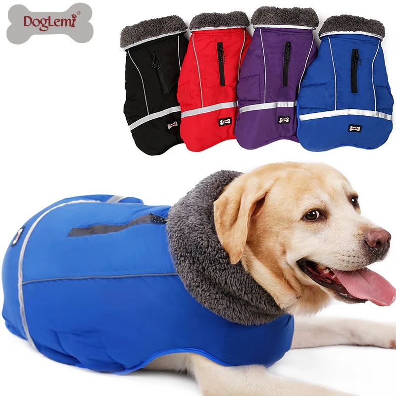 

Waterproof Dog Clothes for Large Dogs Winter Warm Big Dog Jackets Padded Fleece Pet Coat Safety Reflective Design Dog Clothing