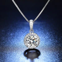 classic round bag one carat pendant necklace for women s925 simulated diamond choker charm girl valentines day jewelry gift hot