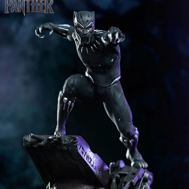 

Marvel 1:10 Avengers Infinity War Super Hero Black Panther Statue Action Figure PVC Toys 18cm with 2 Heads