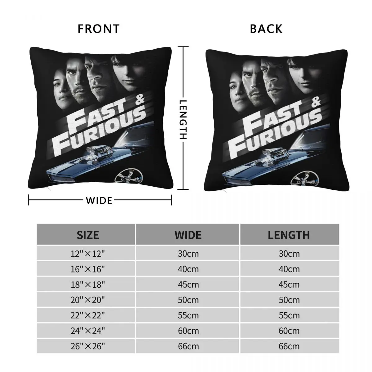 Наволочки для подушки в виде фильма Форсаж