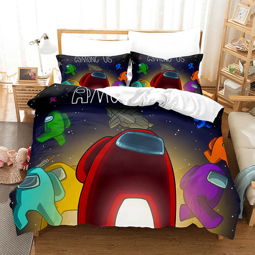 

Luxury Game Among Us Printed Duvet Cover Queen/King Size Cartoon Astronaut Bedding Set Quilt Covers For Boys Teens Bedroom Decor