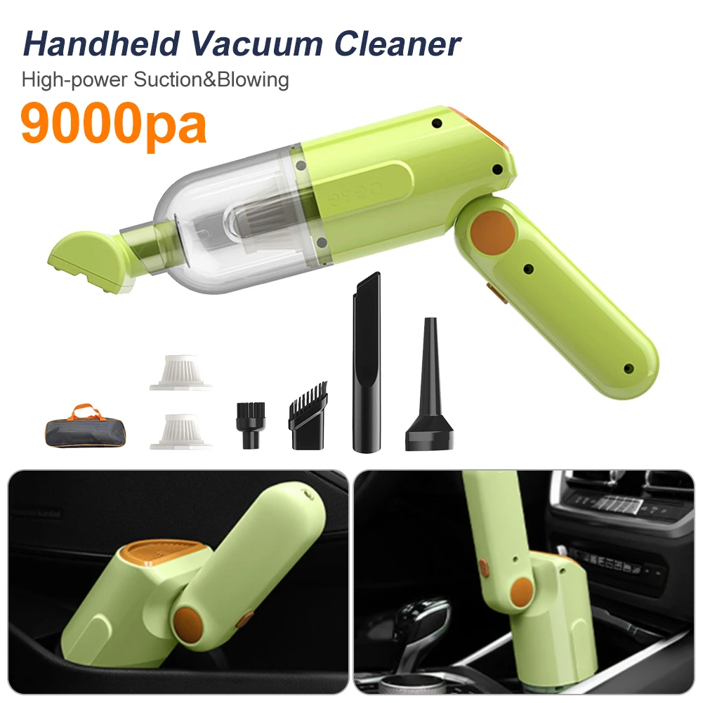 

Handheld Vacuum Cleaner 120W Cordless Vacuum USB Rechargeable 9000PA High Powered With Filter & 3 Nozzles For Car Home Offce