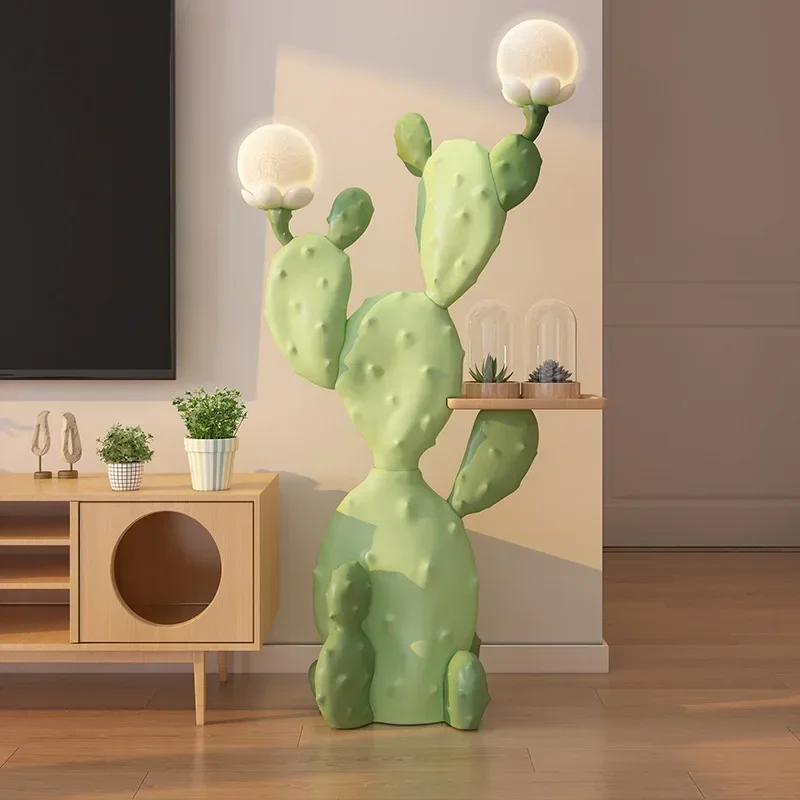Фото Creative Nordic Home Decor Fresh Green Cactus Statue Indoor Fashion Figurines Living Room Floor Large Simulation Plant Sculpture №1