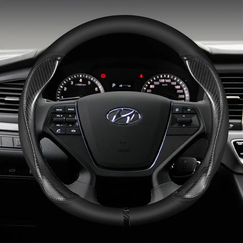 Для Hyundai i40 i30 i10 ix35 ix25 Tucson Accent Elantra Santa Fe Creta Solaris Kona 37-38 см чехол рулевого колеса