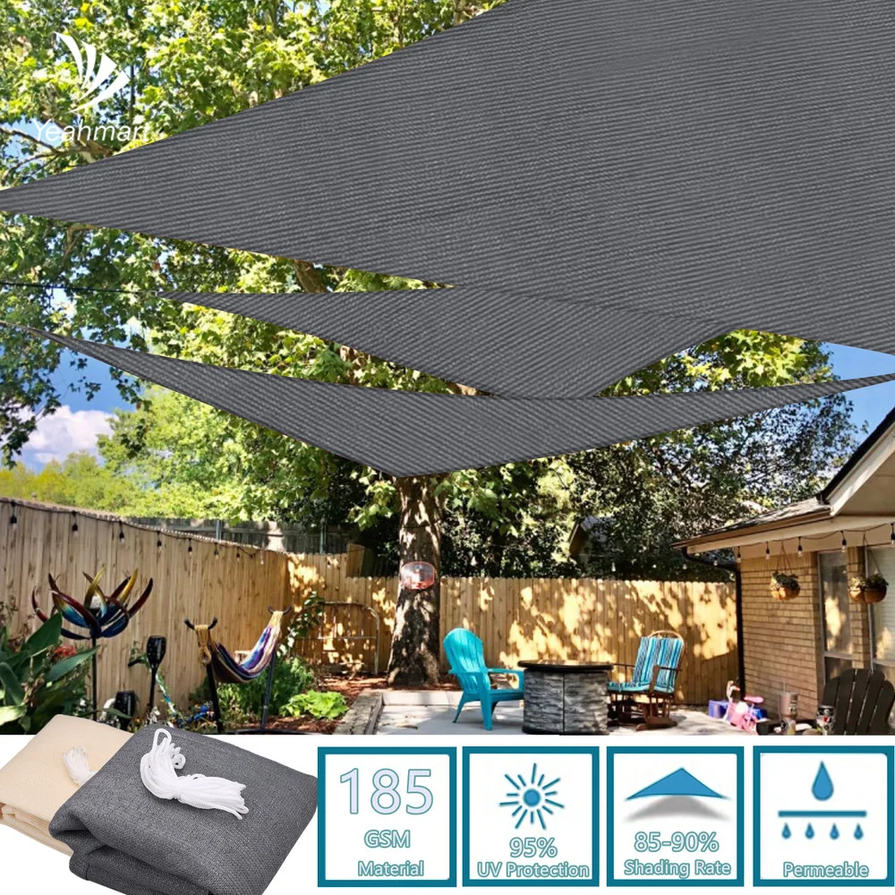 

Yeahmart 185GSM HDPE Triangle Sun Shade Sail Canopy UV Block Awning for Outdoor Patio Garden Backyard Sunshade Cloth Shelter