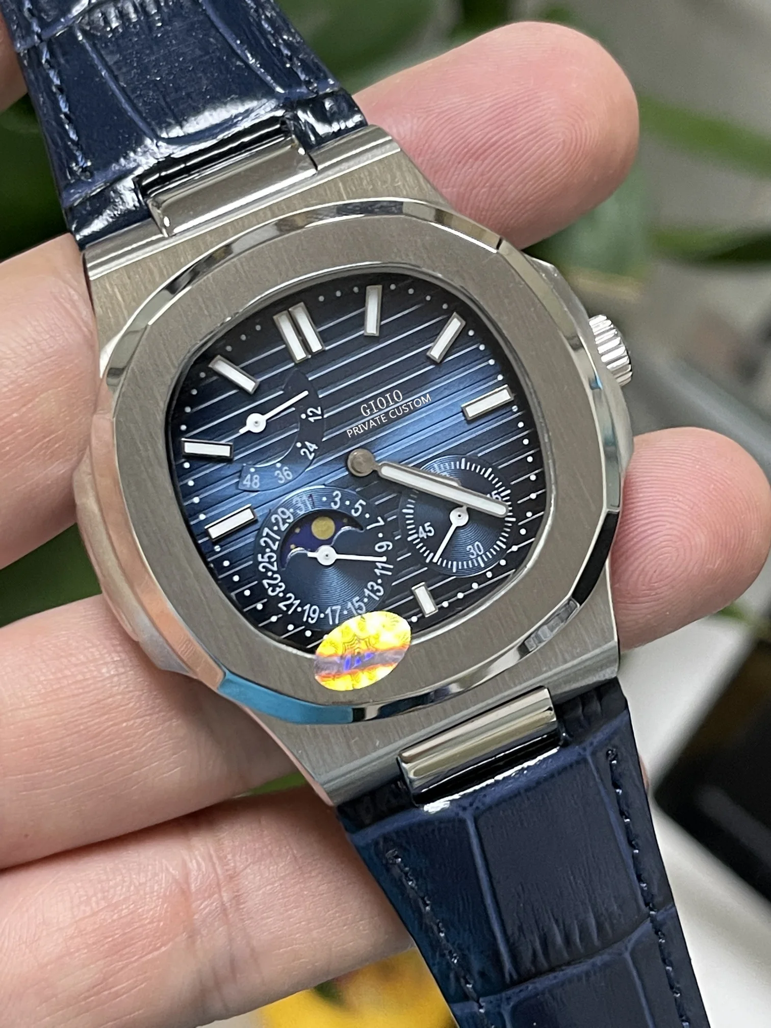 

Роскошные мужские автоматические механические часы, черные, коричневые кожаные часы с Луной, фазой и часовым поясом, светящиеся сапфировые часы из нержавеющей стали