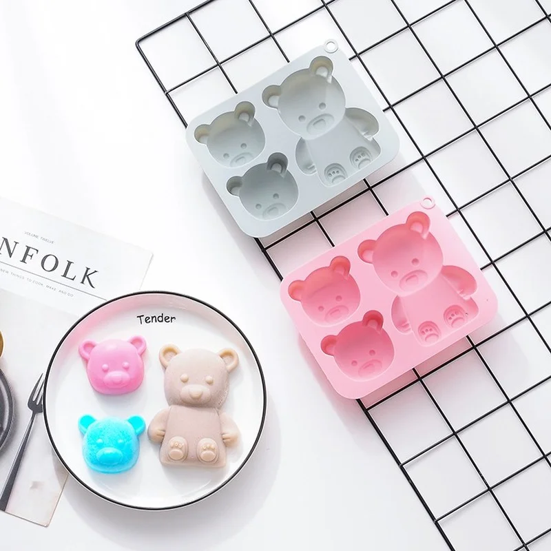 Силиконовая форма с милым медведем жаростойкая посуда для пищевых продуктов