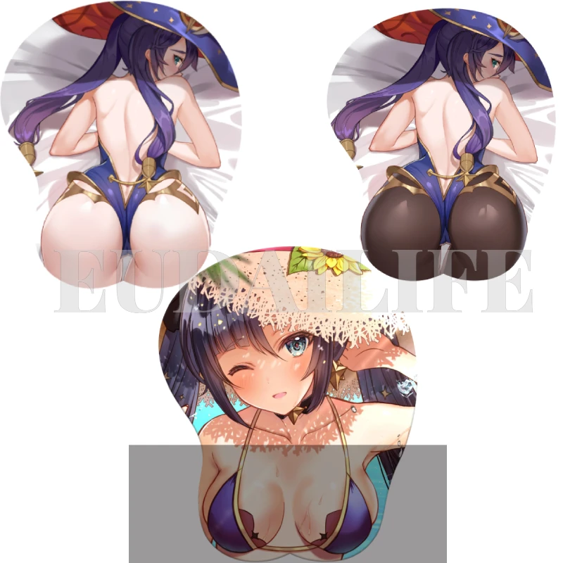 Genshin Impact Mona Mousepad 3D Hand Wrist Rest Mouse Pad Game Mousepad Silicone Breast Oppai Soft Mouse Mat Office Work Gift