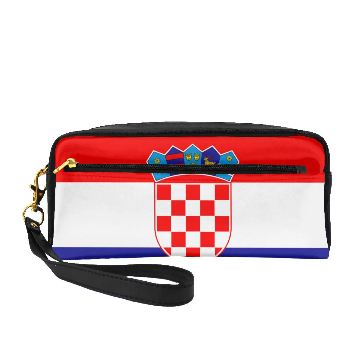 

Women Portable Cosmetic Bag Croatian National Flag Makeup Bag Pouch Makeup Organizer Pencil Case