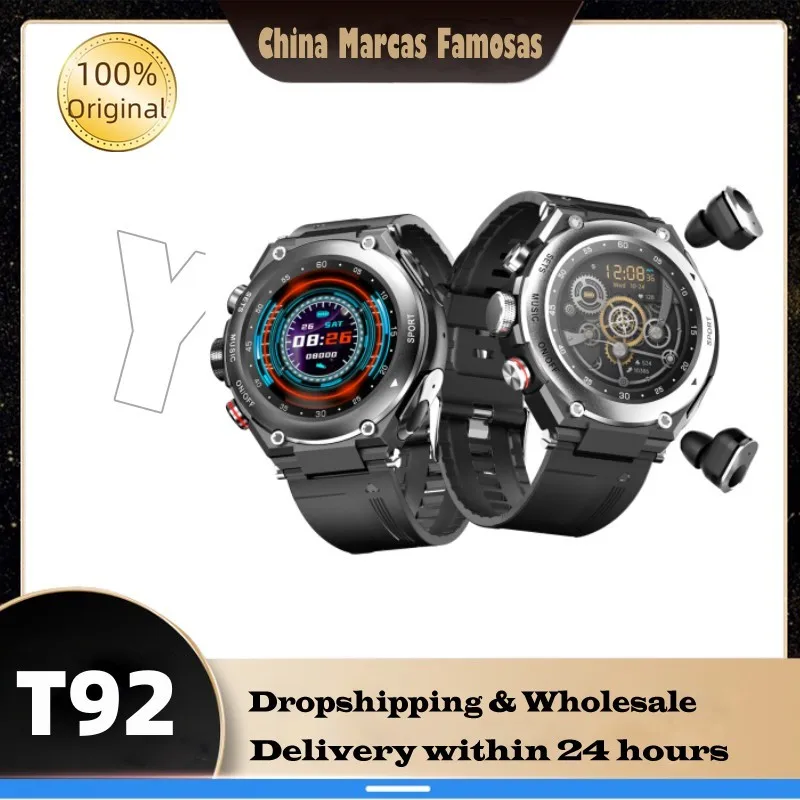 

T92 Smart Watch 2 in 1 With Earbuds Bluetooth Headset Smartwatch With Speaker Tracker Music Heart Rate Monitor TWS T92 pro