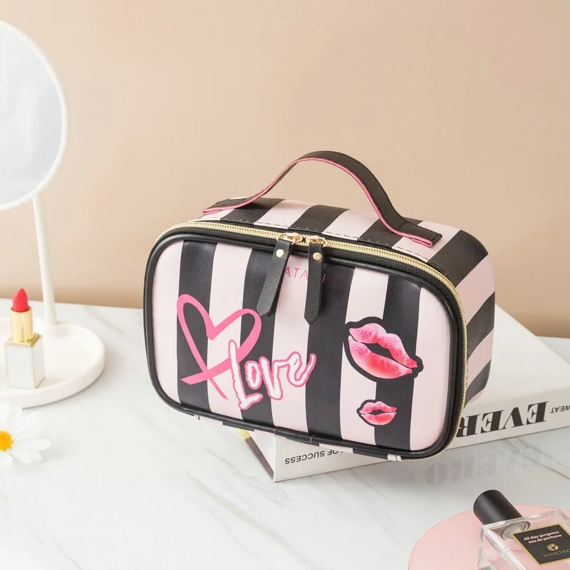 

Кожаный Портативный Женский Дорожный Чехол для туалетных принадлежностей, водонепроницаемая женская сумка для хранения туалетных принадл...