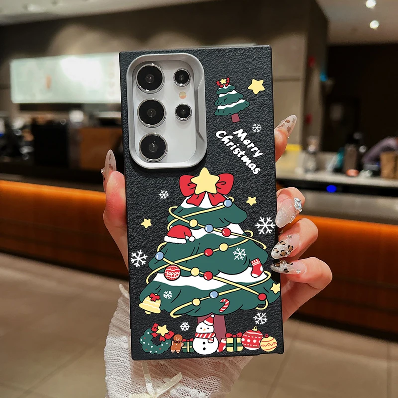 Чехол Рождественская елка для Samsung Galaxy S24 FE S23 S22 Ultra A55 A54 A53 A35 A15 A16 A25 A14 5G с текстурой