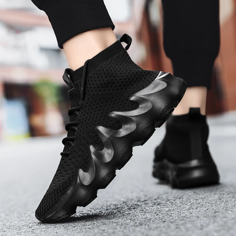 Mens Sneakers Slip-on Socks Breathable Running Sports Shoes Lightweight Mens Trainers Zapatillas Hombre Fashion Male Footwear 46