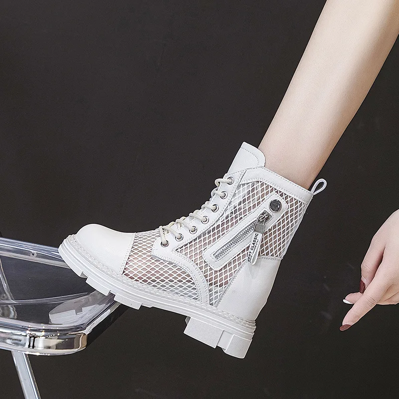 2021 Autumn short Boots Women's Thick-soled Inner Heightening Korean Style Double-sided Zipper Short Boots Women's Shoes Boots