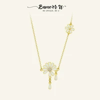 bamoer u 925 sterling silver fashion plated gold necklace for female daisy necklace matching girls birthday gift jewelry