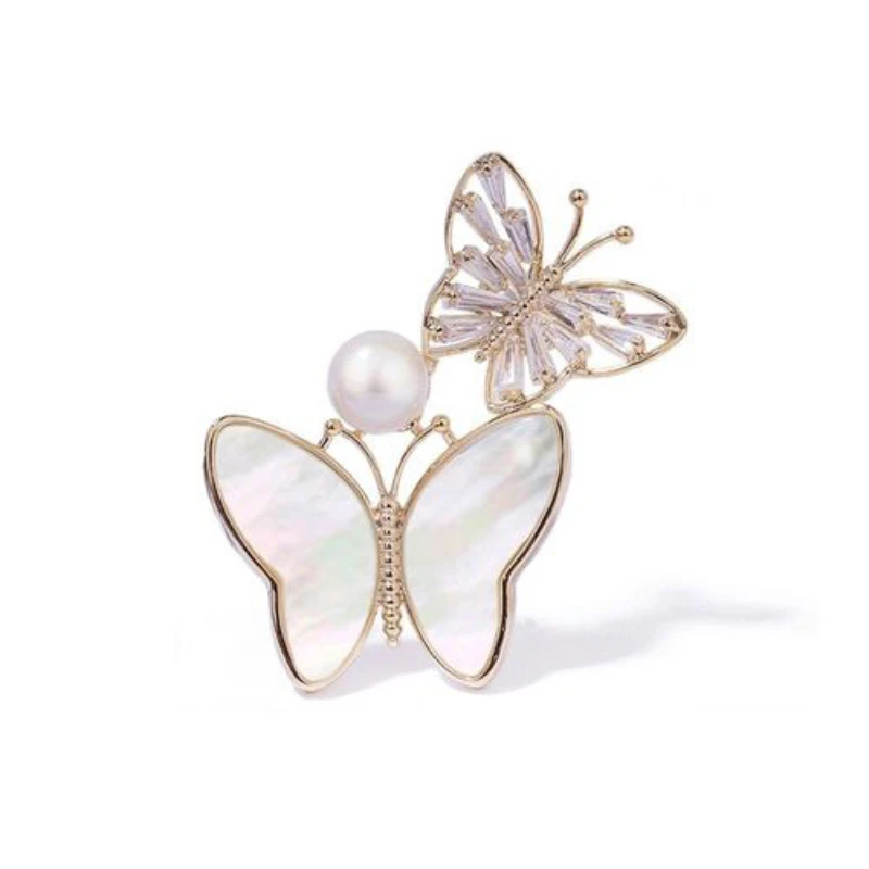 

New Pearl Butterfly Brooches for Women Insect Corsage Crystal Rhinestones Lapel Pins Scarf Buckle Badge Jewelry Accessories