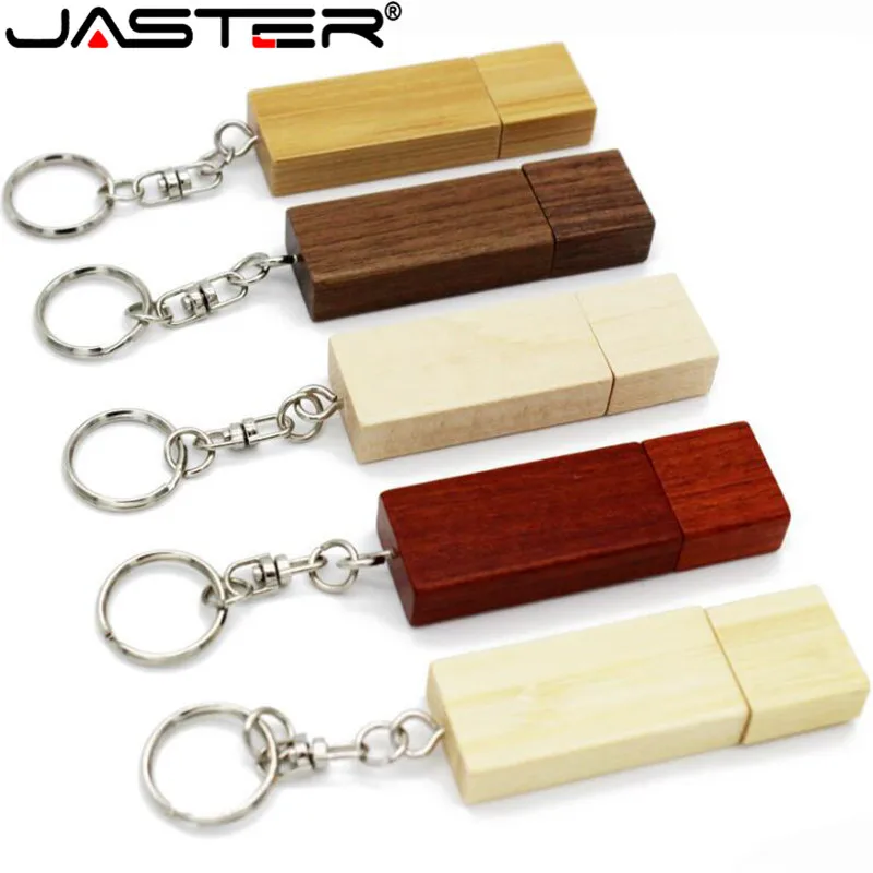 

JASTER Maple wood USB 2.0 Flash Drive 64GB Free custom logo Pen drive 32GB 16GB Memory stick With key chain Creative gift U disk