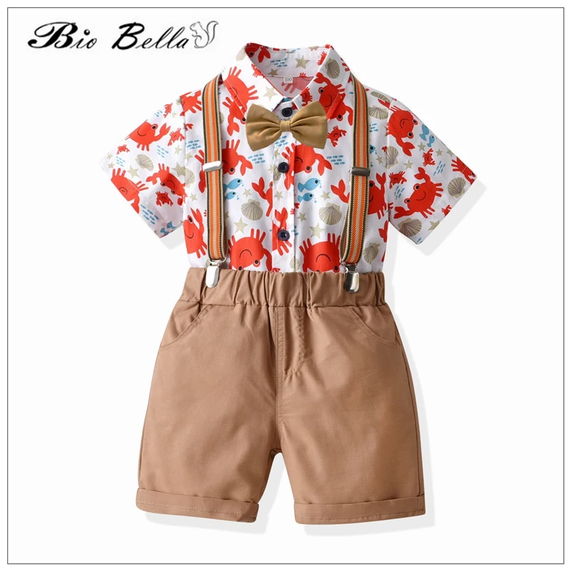 

Летняя одежда для мальчиков, модный костюм для детей, мальчиков, джентльменов, свадьбы, вечеринки, картон, крабы, детская одежда для мальчиков, костюм, размеры одежды