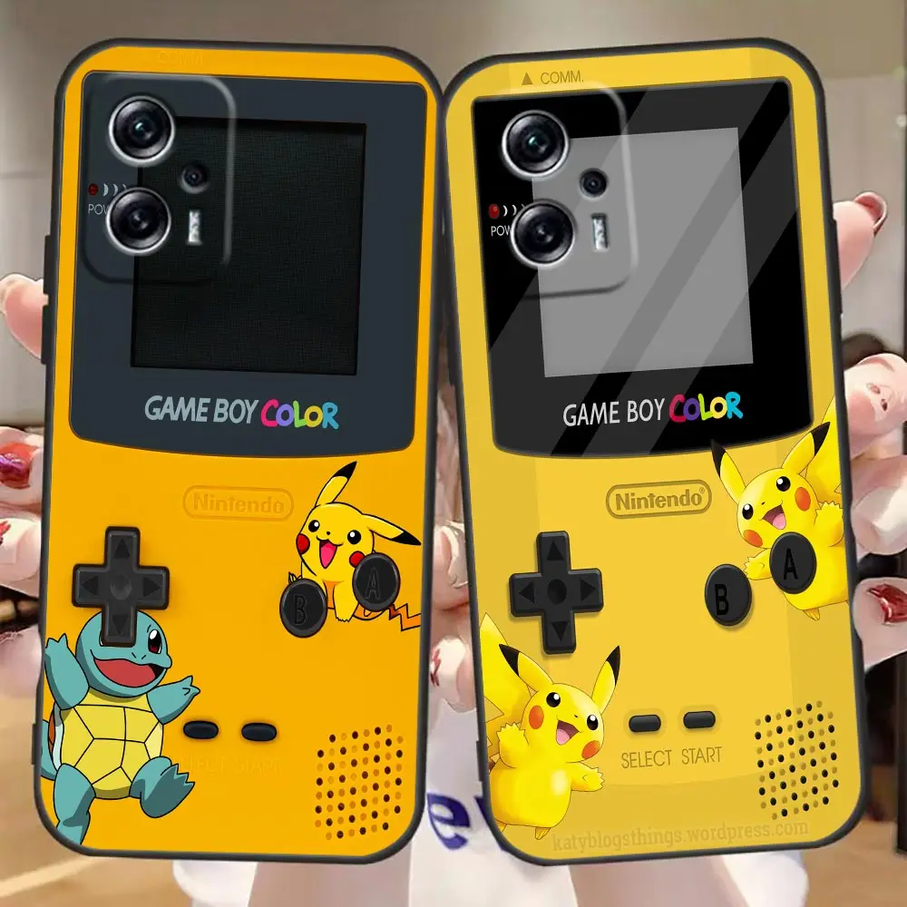 

Game-Boy P-Pokemon Anime Case For Redmi Note 12 11 11R 11SE 11S 11T 11E 10 10S 9 9T 9S 8 8T Pro Plus 4G 5G Black Cover Funda