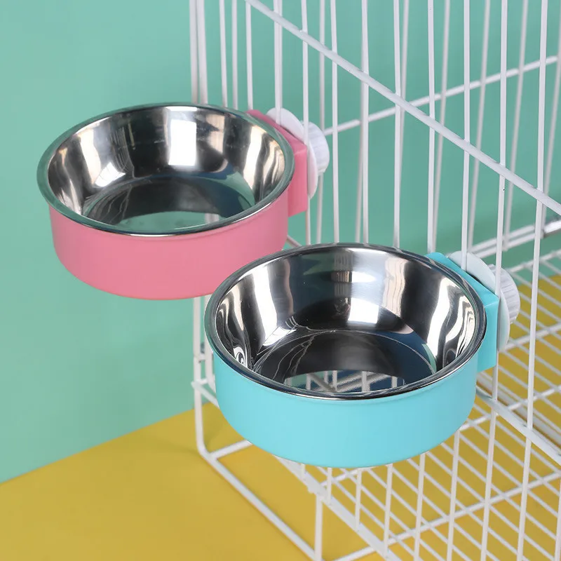 

Pet Bowl Can Hang Stationary Dog Cage Bowls Stainless Steel Dog Cat Hanging Bowls Durable Puppy Kitten Feeder Water Food Bowl