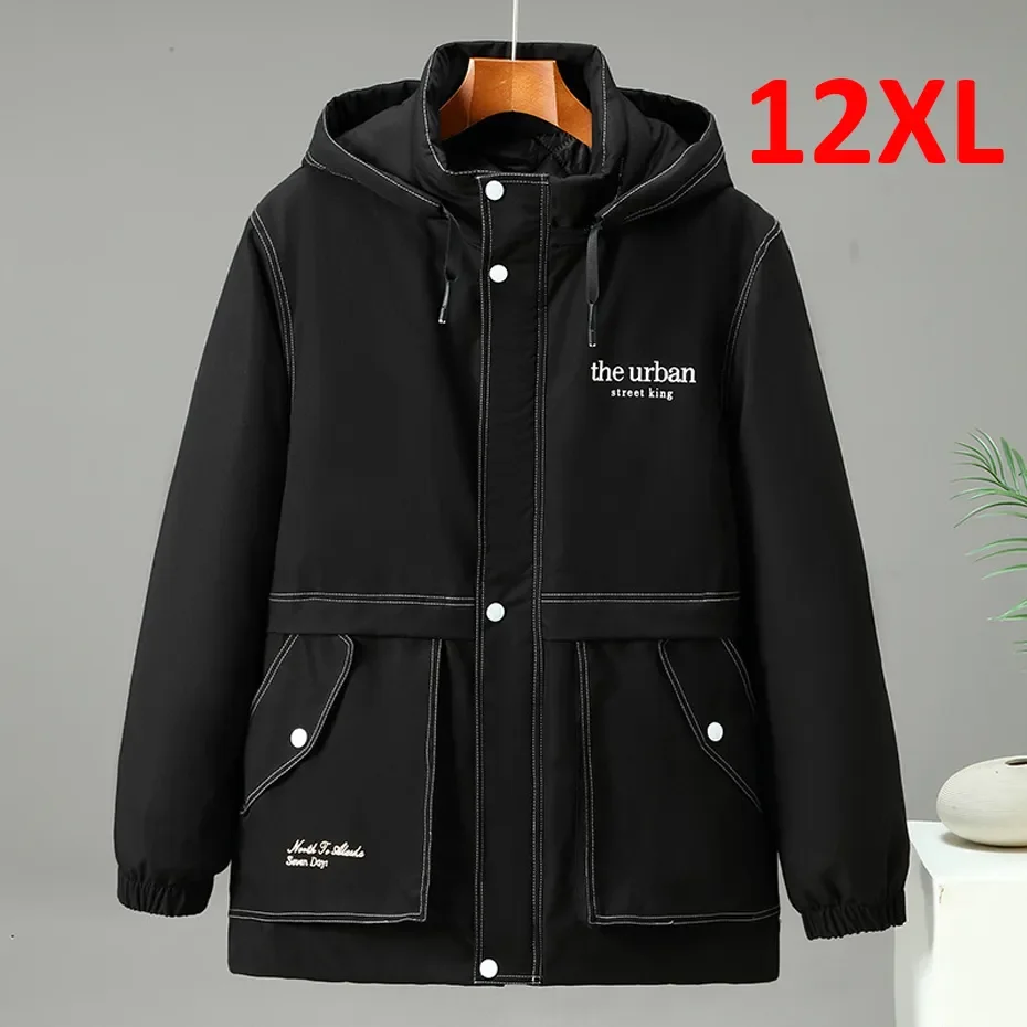 

10XL 12XL large Size Parka Men Winter Thick Jacket Casual Fashion Black Jacket Coat Male Winter Parkas Big Size 10XL 12XL