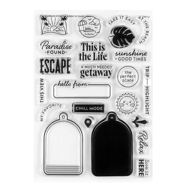 

2023 New Beach Keychain Clear Stamps and Cutting Dies for Scrapbooking Paper Making Embossing Frames Card Crafts