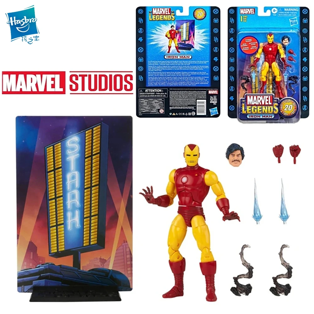 

Фигурки героев фигурок Hasbro Marvel Legends серии 20Th Железный человек 6 дюймов 16 см, Оригинальные фигурки в стиле ретро, детские игрушки, подарки, кол...