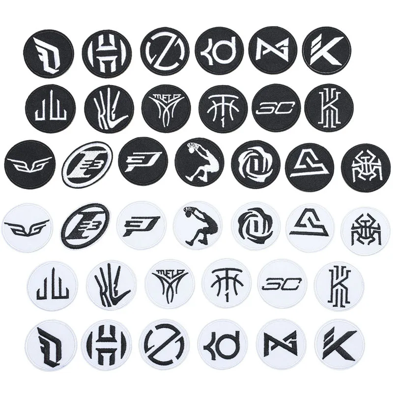 

5pcs Fashion Sports Basketball Logo Embroidery Patches Kobe Jordan Curry James Adhesive Ironing Basketball Jersey Cloth Stickers