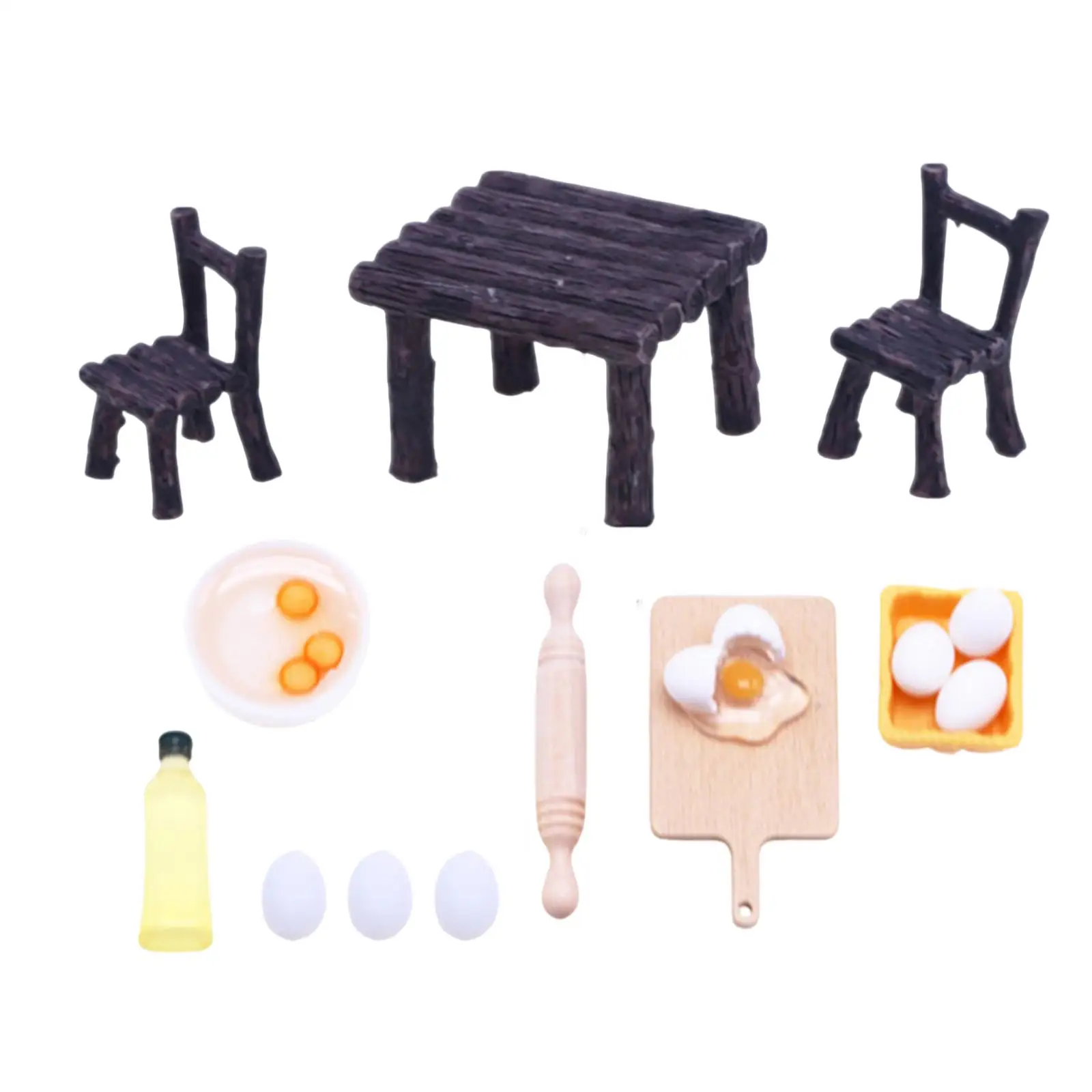 

1/12 Dollhouse Cookware Miniature Pretend Play Set Table Chair Food Set Miniature Food Simulation Decoration Mini Ornament Gift